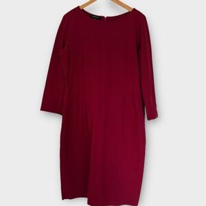 Lafayette 148 New York Burgundy 3/4 Sleeve Sheath Dress – Size XL